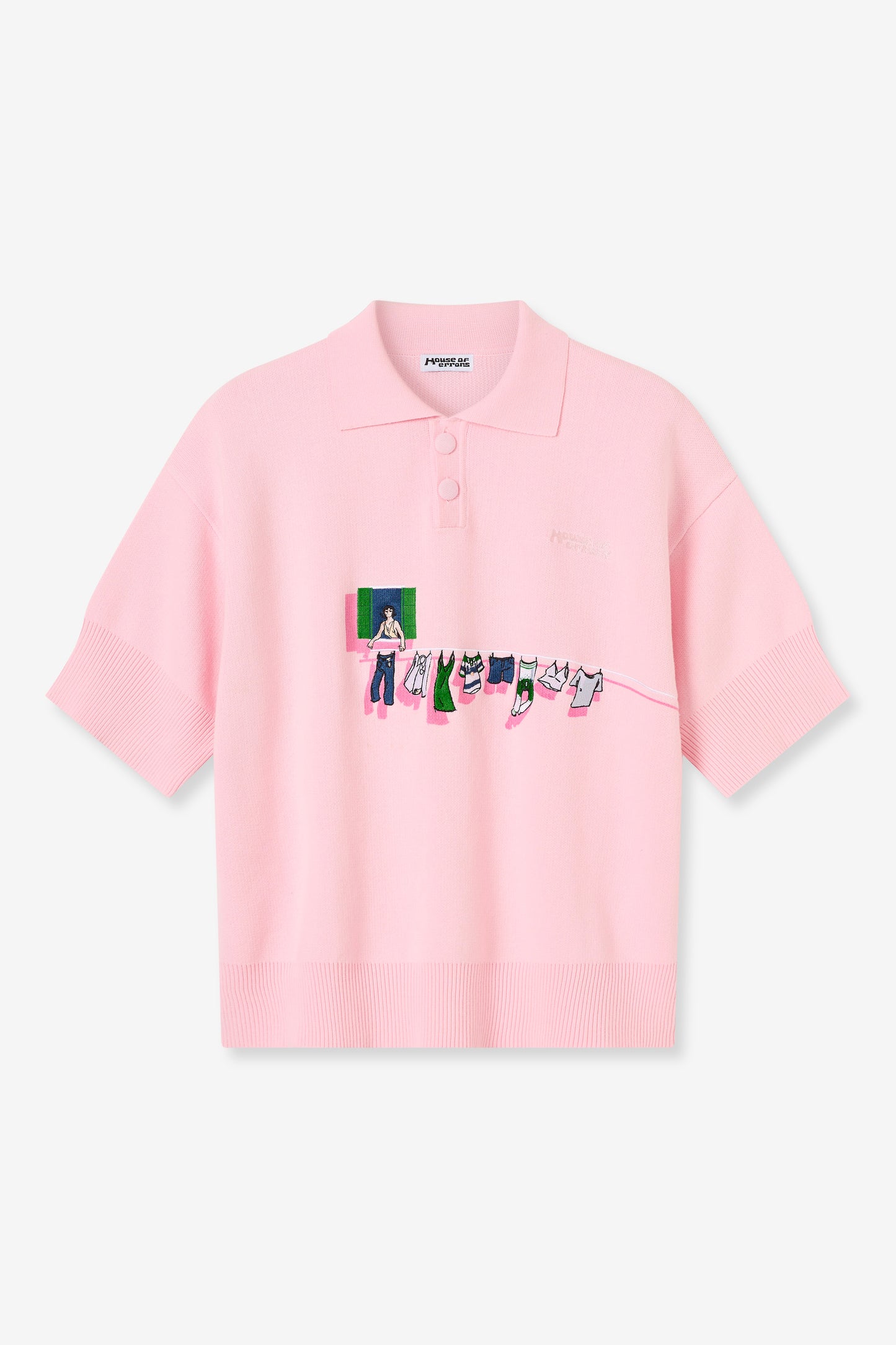 (NICK TEST) KNITTED WASHING LINE POLO IN PINK