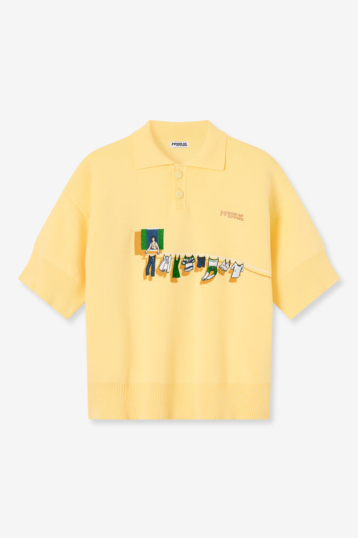 (NICK TEST) KNITTED WASHING LINE POLO IN YELLOW