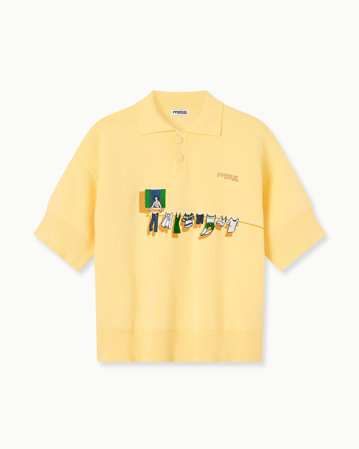 (NICK TEST) KNITTED WASHING LINE POLO IN YELLOW