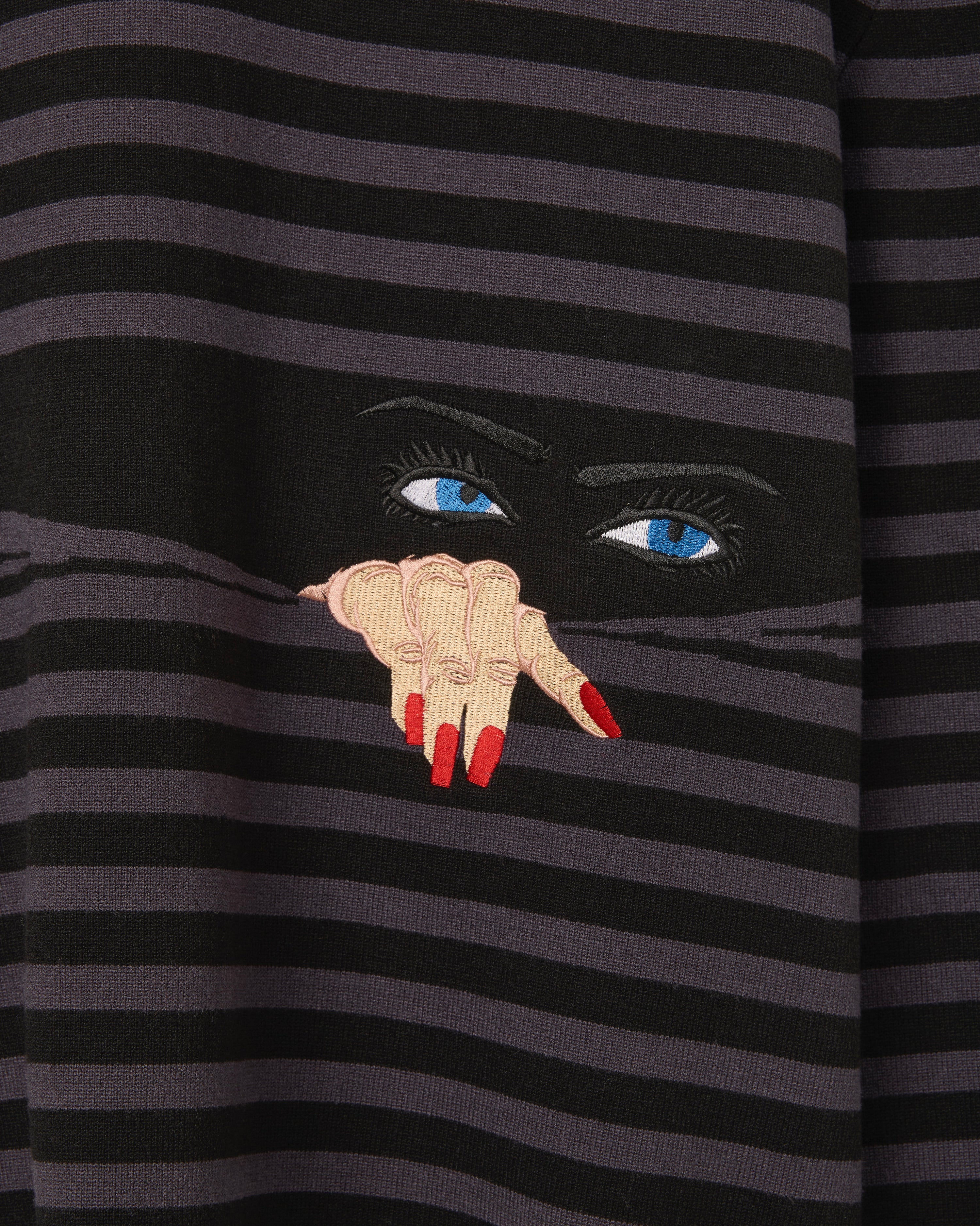 KNITTED PEEPING RUGBY IN GREY/BLACK