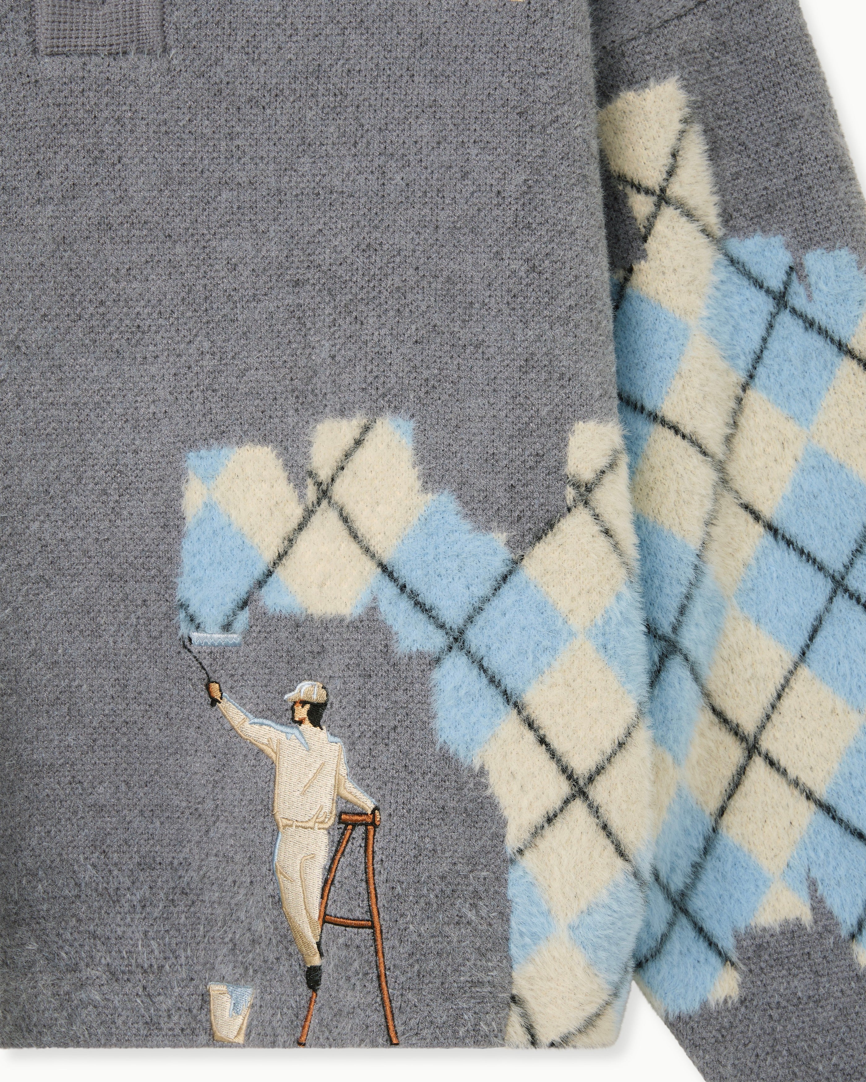 KNITTED WALL PAINTING RUGBY IN GREY