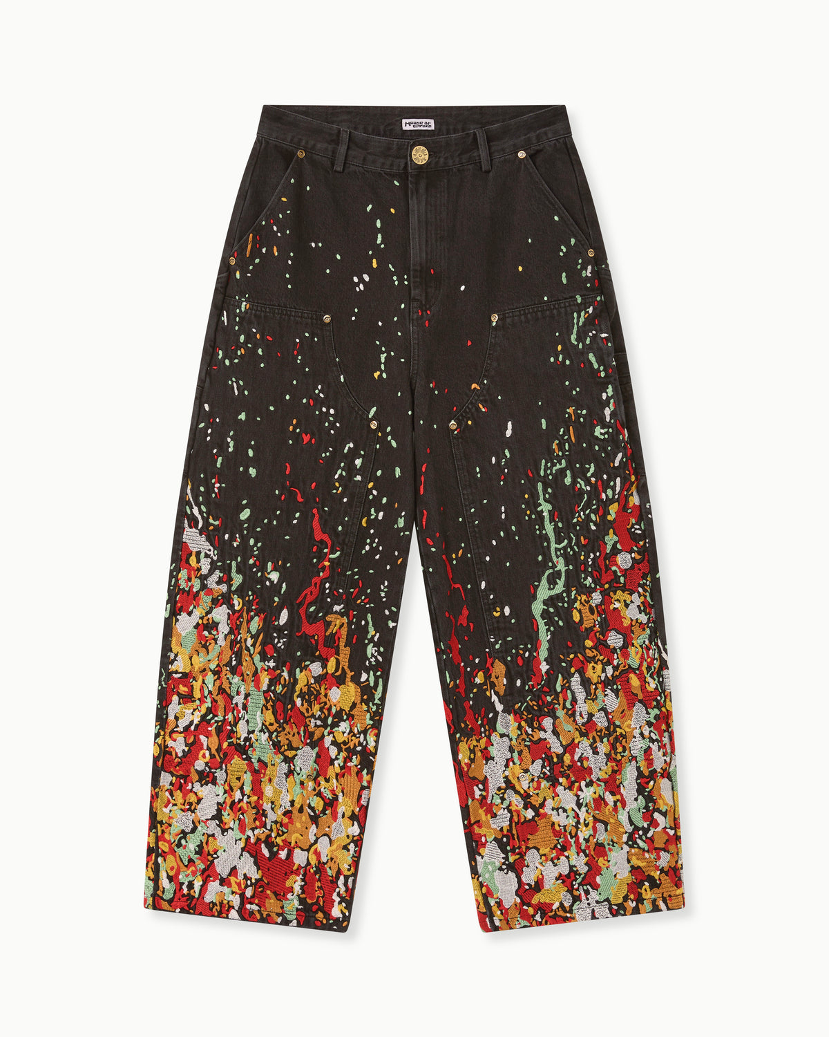 EMBROIDERED CARPENTER JEANS IN FADED BLACK