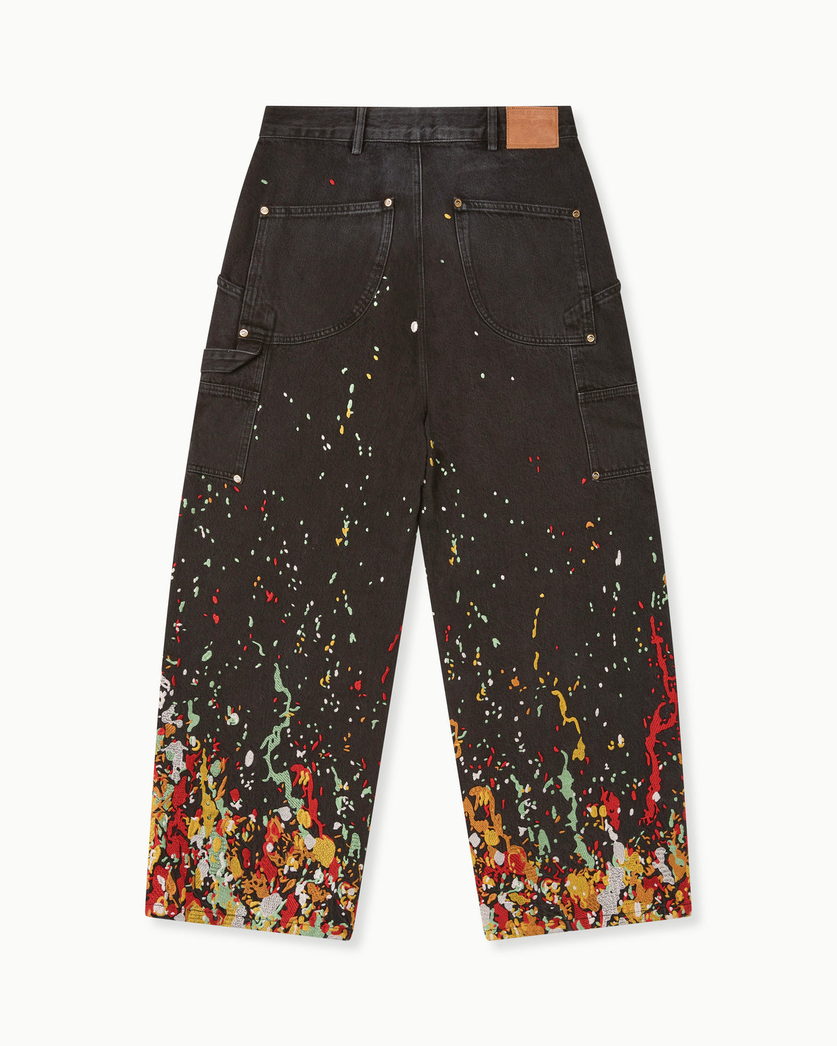 EMBROIDERED CARPENTER JEANS IN FADED BLACK