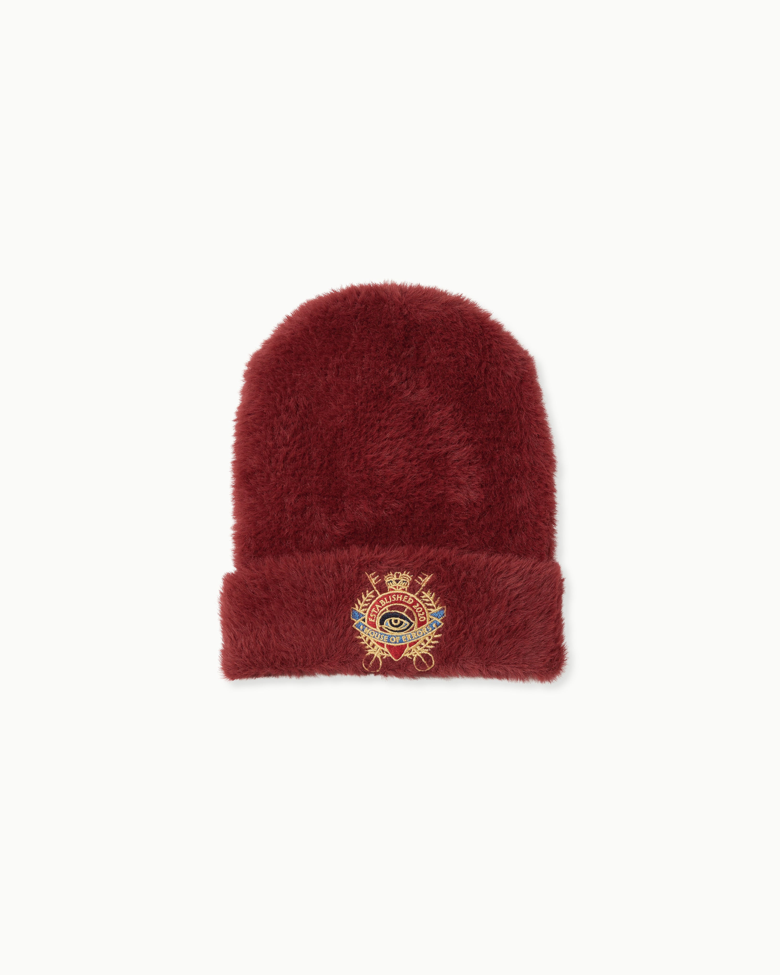 CREST BEANIE IN BURGUNDY