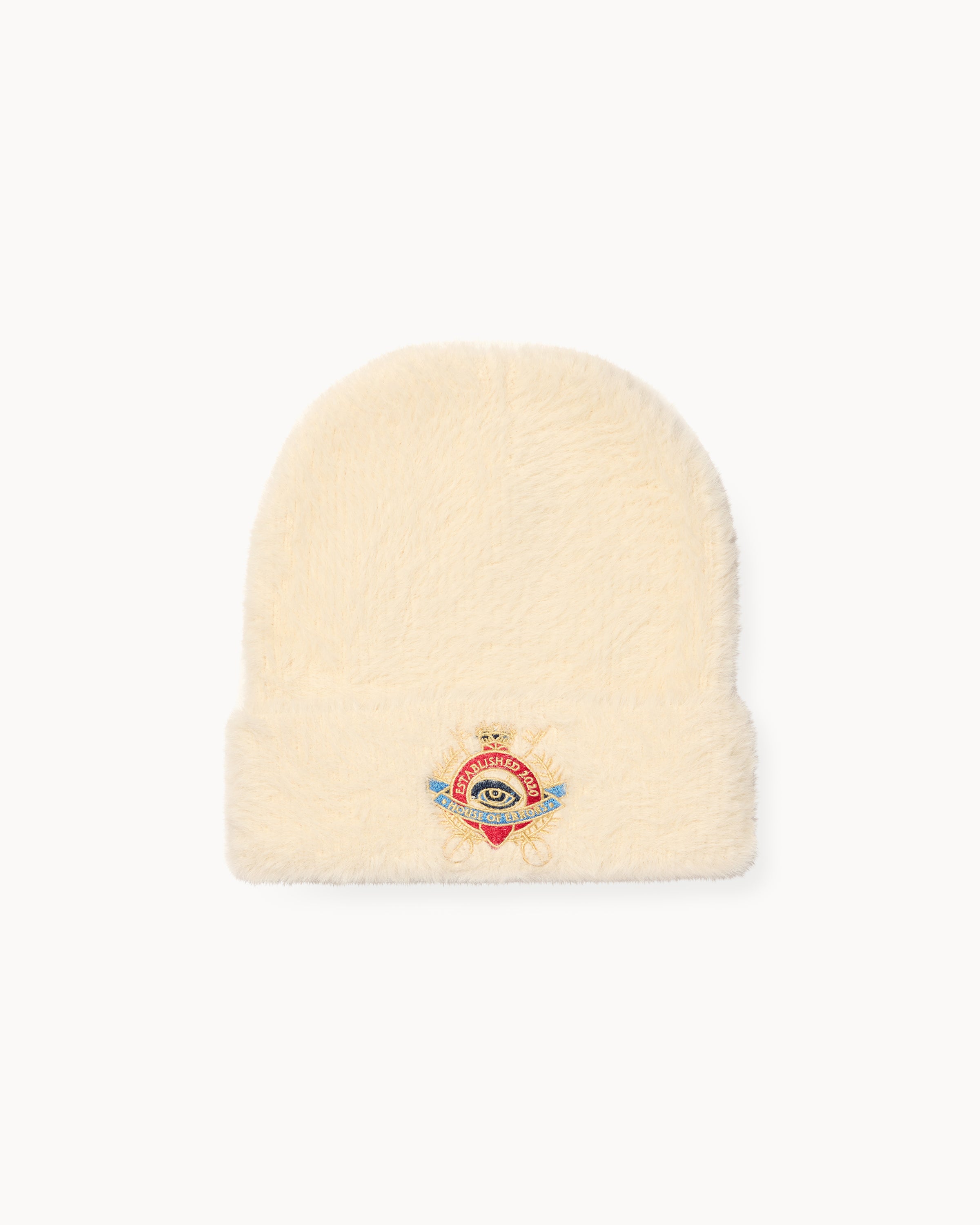 SHAGGY CROWN BEANIE IN CREAM