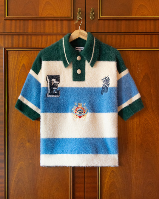 SHAGGY KNITTED STRIPED POLO