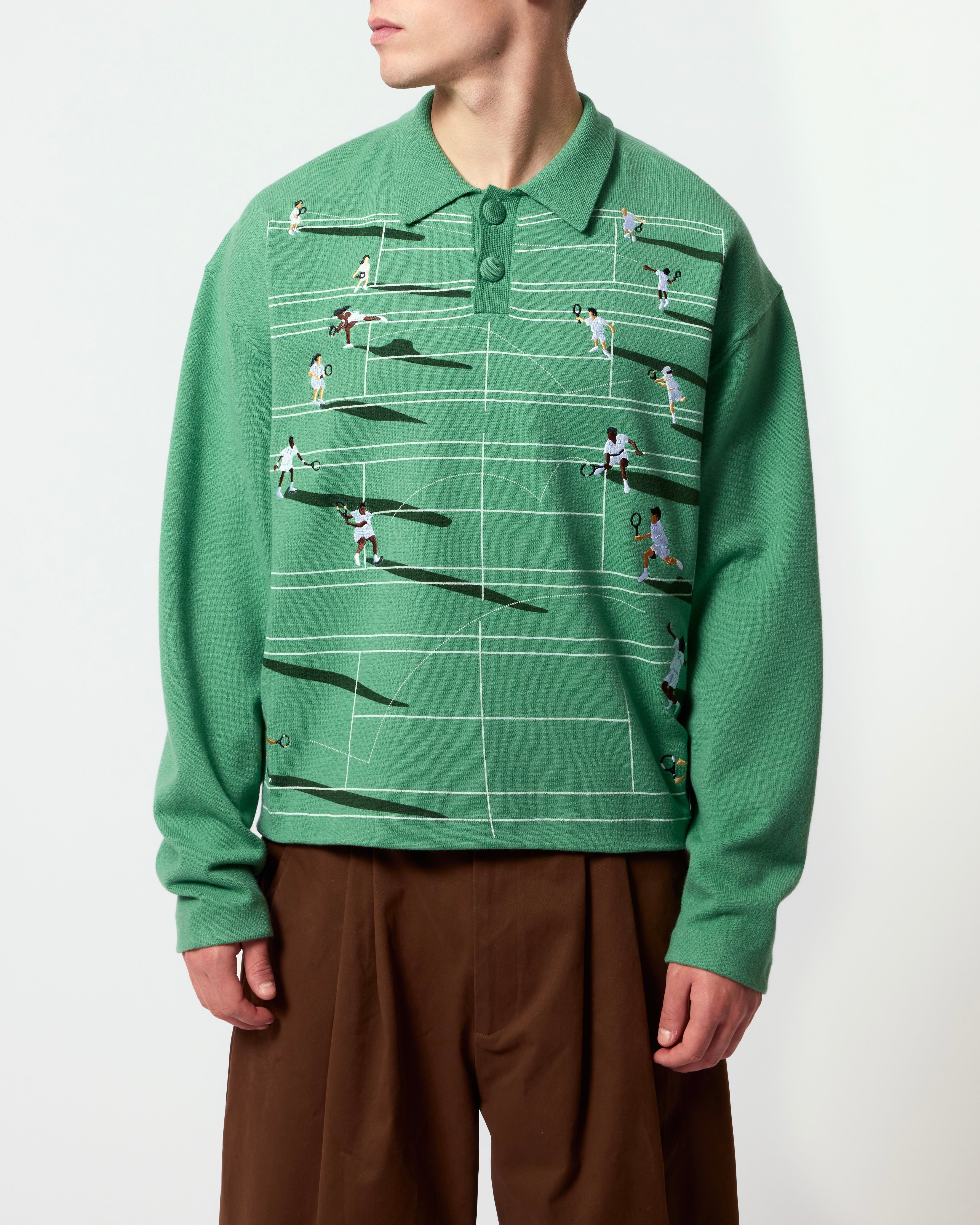FINE KNIT TENNIS SWEATER - GRASS – HOUSE OF ERRORS