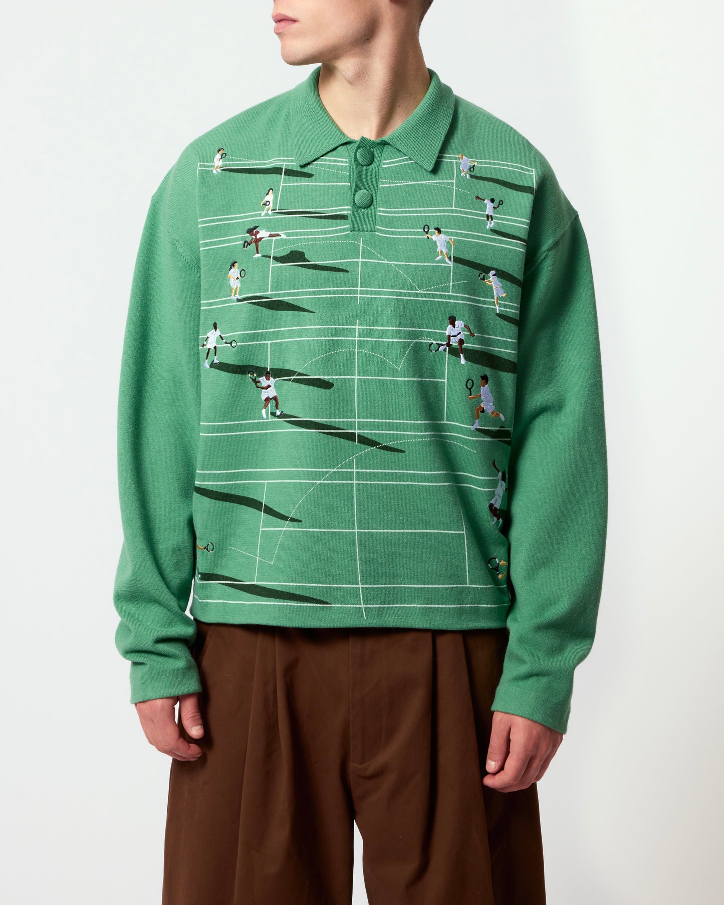 FINE KNIT TENNIS SWEATER - GRASS