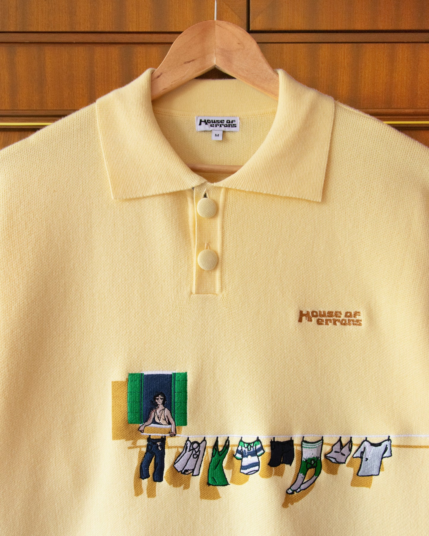 KNITTED WASHING LINE POLO IN YELLOW