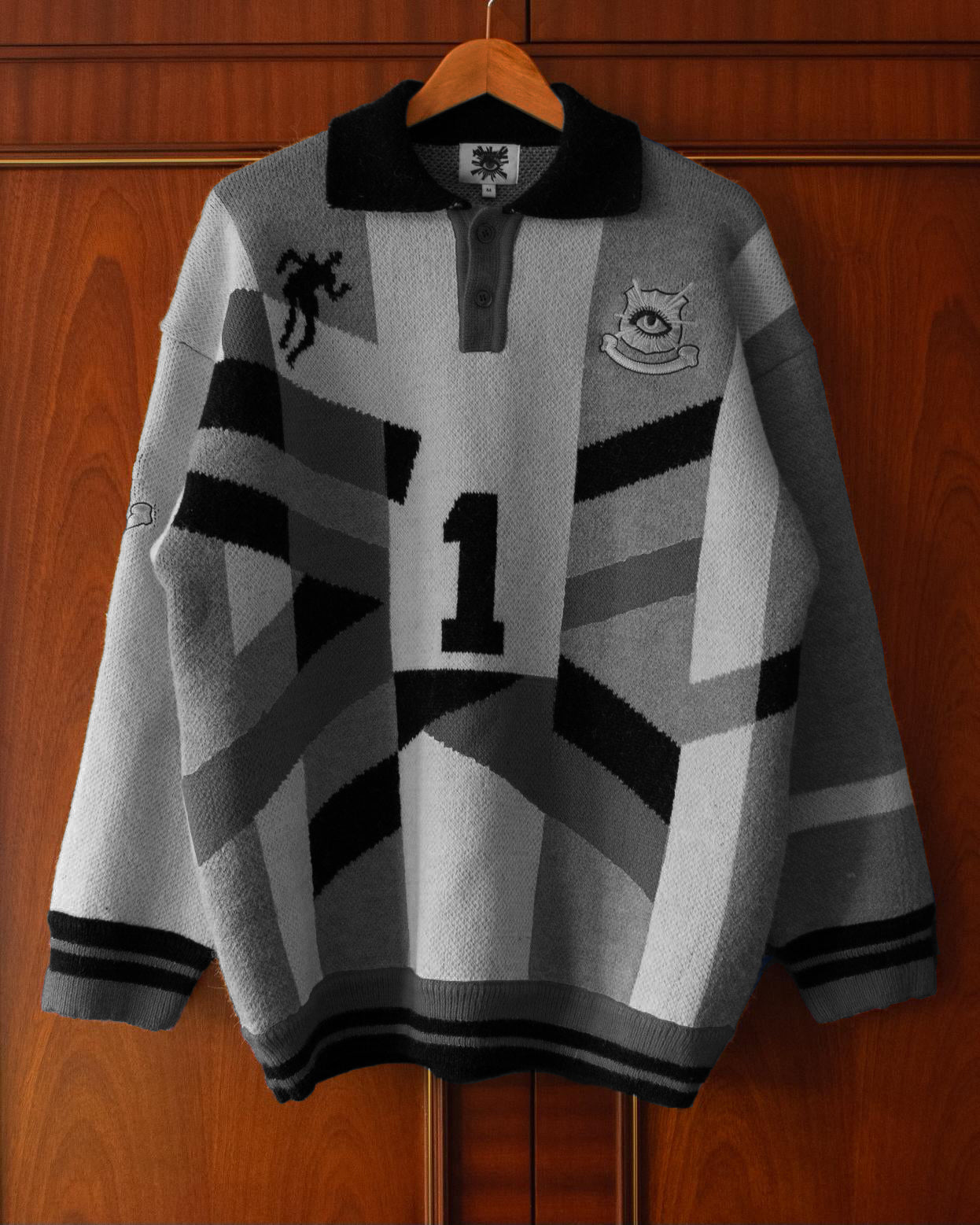 KNITTED FOOTBALL JUMPER - KEEPS GRAYSCALE