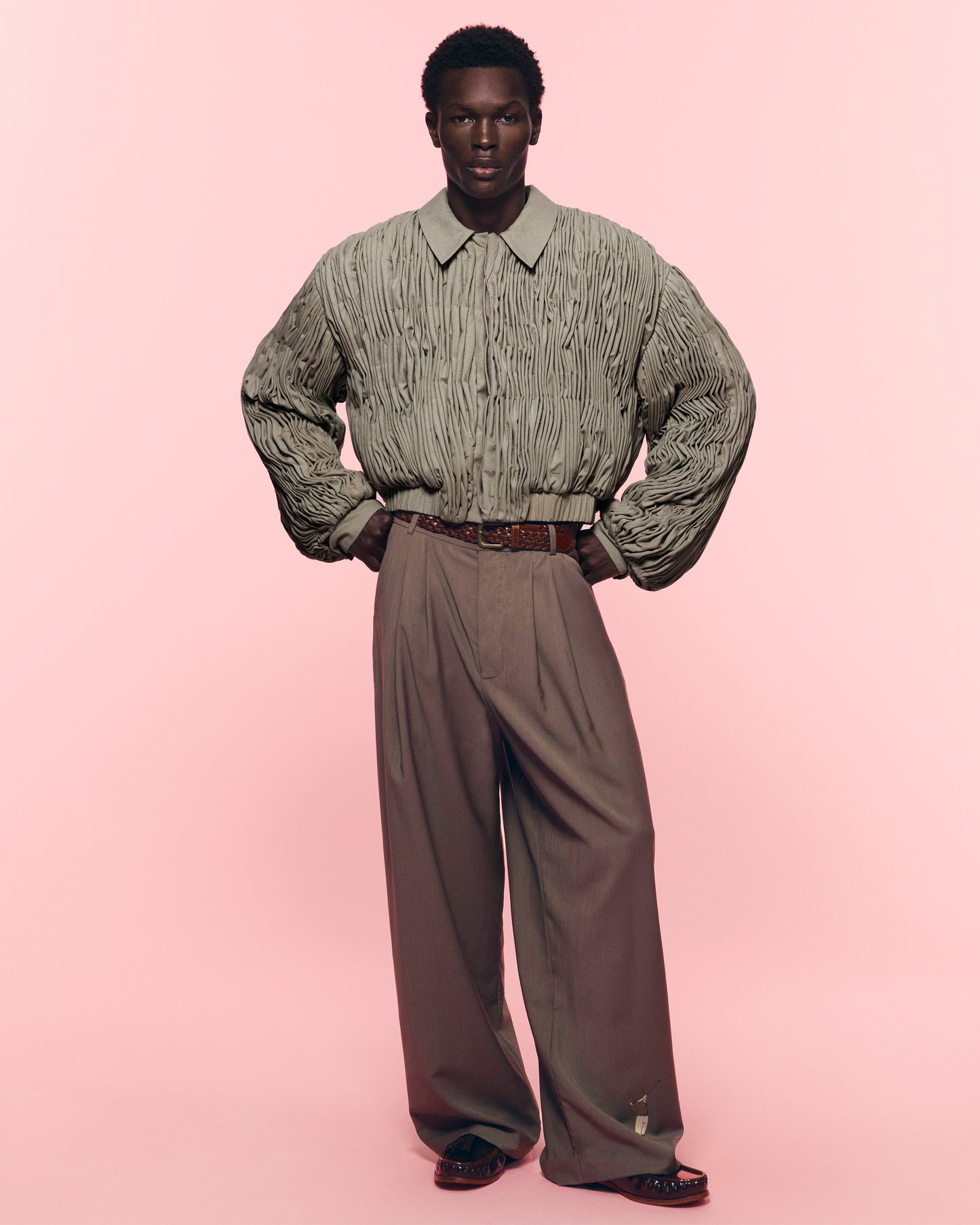 RUFFLED WOOL BOMBER